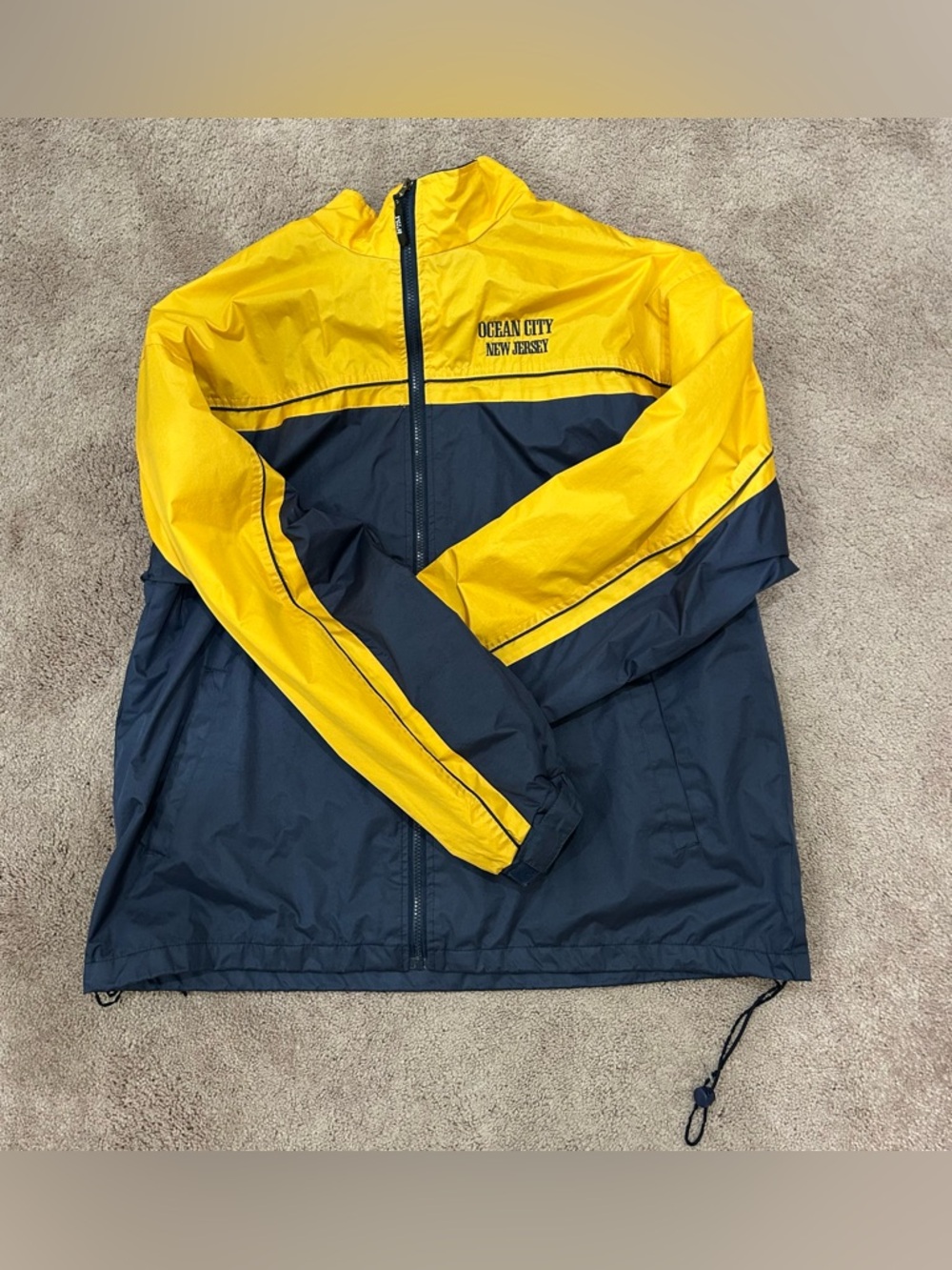 Ocean City New Jersey Yellow & Navy Windbreaker Jacket